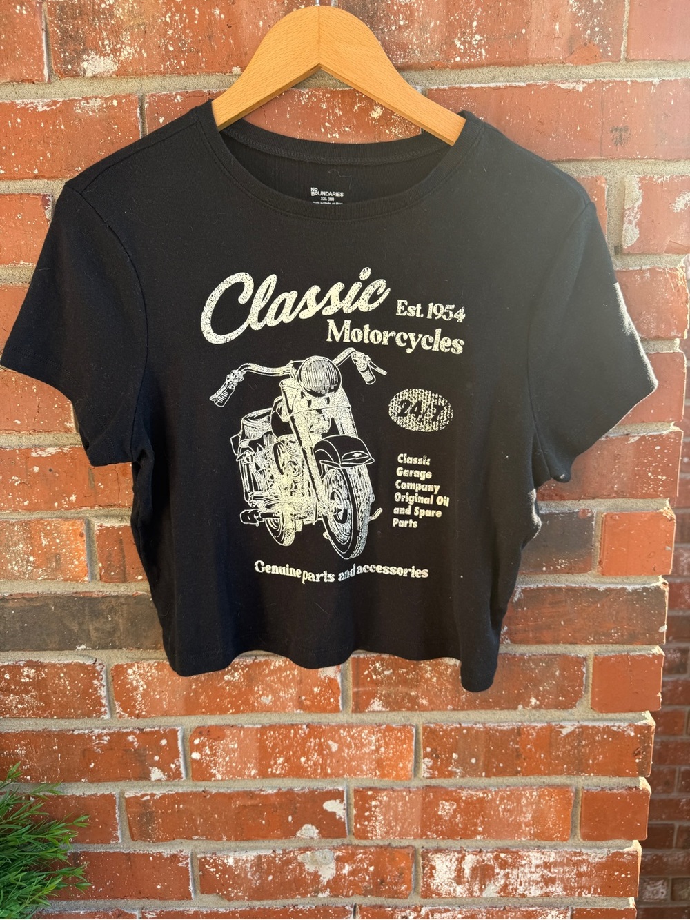 Classic Motorcycle Black Tee with White Logo Print